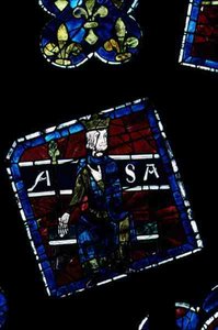 Koning Asa (detail) uit het noordelijke roosvenster, ca. 1223 door French School